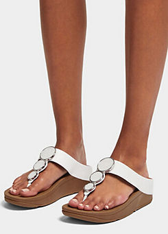 FitFlop Urban White Halo Bead-Circle Leather Toe-Post Sandals