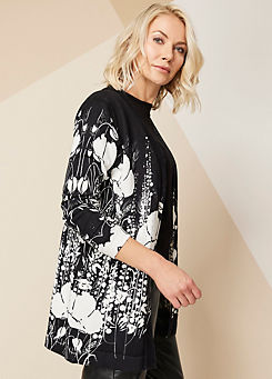Floral Longline Cardigan With Hotfix