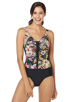 Floral Print V-Neck Swimsuit