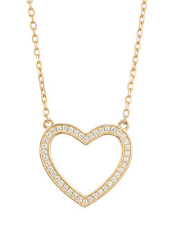 For You Collection 18Ct Gold Plated Heart Cubic Zirconia Adjustable Necklace