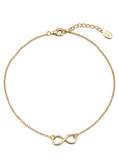 For You Collection 18ct Gold Plated Sterling Silver Belcher Chain Infinity Adjustable Anklet
