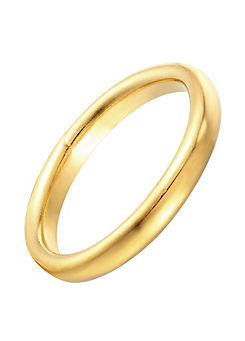 For You Collection 18ct Gold Plated Sterling Silver Medium Plain Band Ring