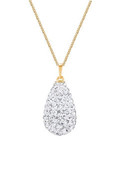 For You Collection 9ct Gold Crystal Glitter Bomb Teardrop Adjustable Pendant Necklace