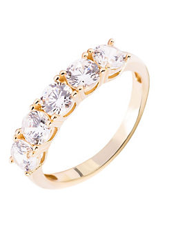 For You Collection 9ct Gold Five Stone Cubic Zirconia Ring