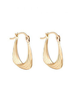 For You Collection 9ct Solid Gold Textured Twist Creole Hoop Earrings