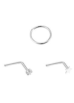 For You Collection Set of 3 Sterling Silver Nose Studs