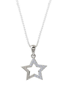For You Collection Sterling Silver Star Cubic Zirconia Pendant Adjustable Necklace
