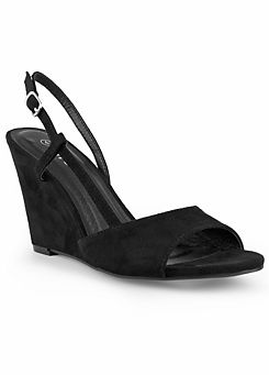 Freemans Black Slingback Wedge Sandals