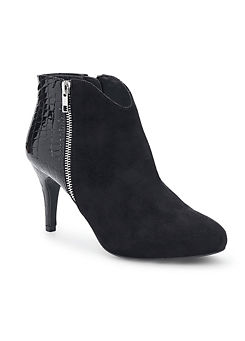 Freemans Black Wide Fitting Croc & Textile Shoe Boots