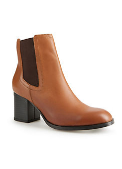 Freemans Block Heeled Tan Leather Ankle Boots