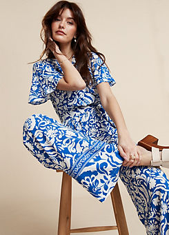 Freemans Blue Floral Print Jumpsuit