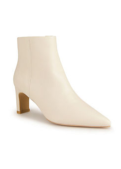 Freemans Cream Leather Heeled Ankle Boots