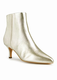 Freemans Gold Leather Kitten Heel Ankle Boots