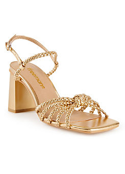 Freemans Gold Plaited Strappy Heeled Sandals