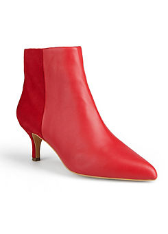 Freemans Kitten Heel Red Leather Suede Ankle Boots