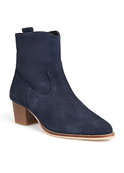 Freemans Navy Suede Western Tall Ankle Boots