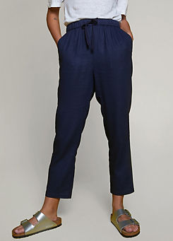 Freemans Navy Tapered Linen Trousers