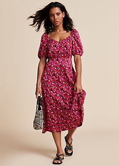 Freemans Pink Print Midi Tea Dress