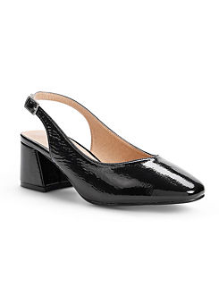 Freemans Wide Fitting Slingback Black Patent Court Shoes