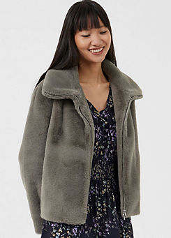 French Connection ’Buona’ Faux Fur Zip Through Coat