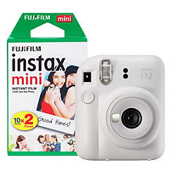 Fujifilm Instax Mini 12 Instant Camera with 20 Shot Film Pack - Clay White