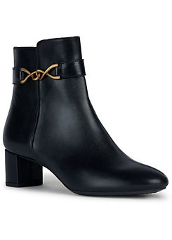 Geox Black Leather Pheby Ankle Boots