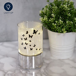 Glass Butterfly Design Tube with LED Lights - 15cm