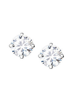 Gorgeous Gold 9ct White Gold White Cubic Zirconia Round Solitaire Stud Earrings