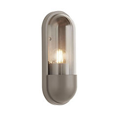 Grey 1 Light Outdoor Wall Light with Glass Shade