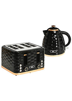 HOMCOM Kettle & 4 Slice Toaster Set - Black