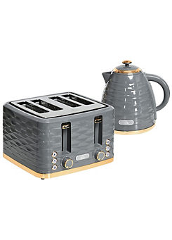 HOMCOM Kettle & 4 Slice Toaster Set - Grey