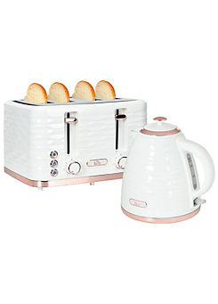 HOMCOM Kettle & 4 Slice Toaster Set - White