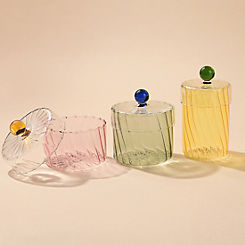 Hestia Handmade Coloured Glass Trinket Box with Clear Lid