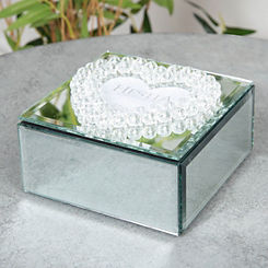 Hestia Mirrored Glass Jewellery Box with Crystal Heart Photo Frame