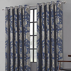 Home Curtains Elanie Jacquard Pair of Lined Eyelet Curtains