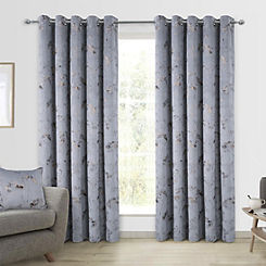 Home Curtains Lucia Pair of Soft Velour Thermal Interlined Eyelet Curtains