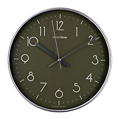 Hometime Round Wooden Hands 12ins Wall Clock - Green