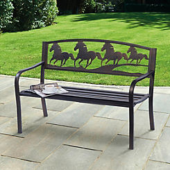 Horse Design Cast Iron Garden Bench
