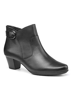 Hotter Addison Black Heeled Leather Ankle Boots