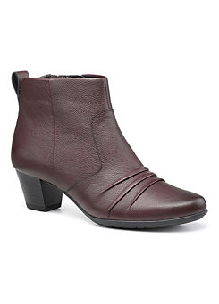 Hotter Aubrey Wine Block Heel Leather Ankle Boots