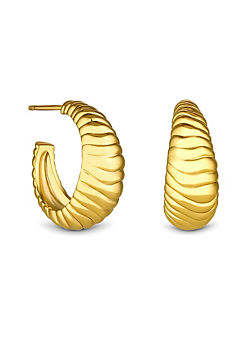Inicio 14K Gold Plated Recycled Textured Polished Hoop Earrings