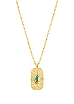 Inicio 14K Real Gold Plated Recycled Cubic Zirconia and Emerald Pendant Necklace