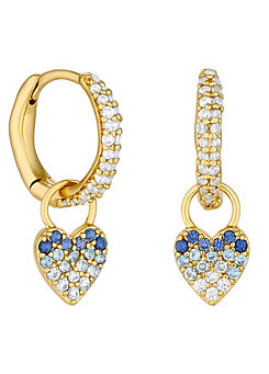 Inicio 14K Real Gold Plated Recycled Ombre Blue Heart Charm Earrings - Gift Pouch