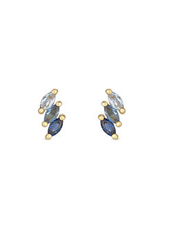 Inicio 14K Real Gold Plated Recycled Ombre Blue Stud Earrings