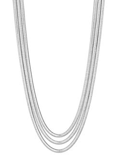 Inicio Recycled Sterling Silver Plated Multi Row Snake Chain Necklace - Gift Pouch