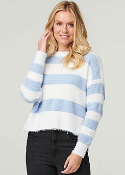 Izabel London Striped Side Split Knit Pullover