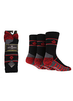 Jeff Banks 3 Pack Mens Classic Work Socks Black / Red