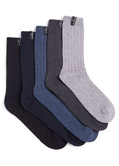 Jeff Banks Mens Wool Blend Socks - 5 Pair Pack