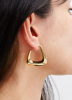 Jon Richard Recycled Gold Plated Angular Polished Hoop Earrings
