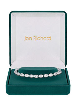 Jon Richard Rhodium Plated & Cubic Zirconia Tennis Bracelet - Gift Boxed